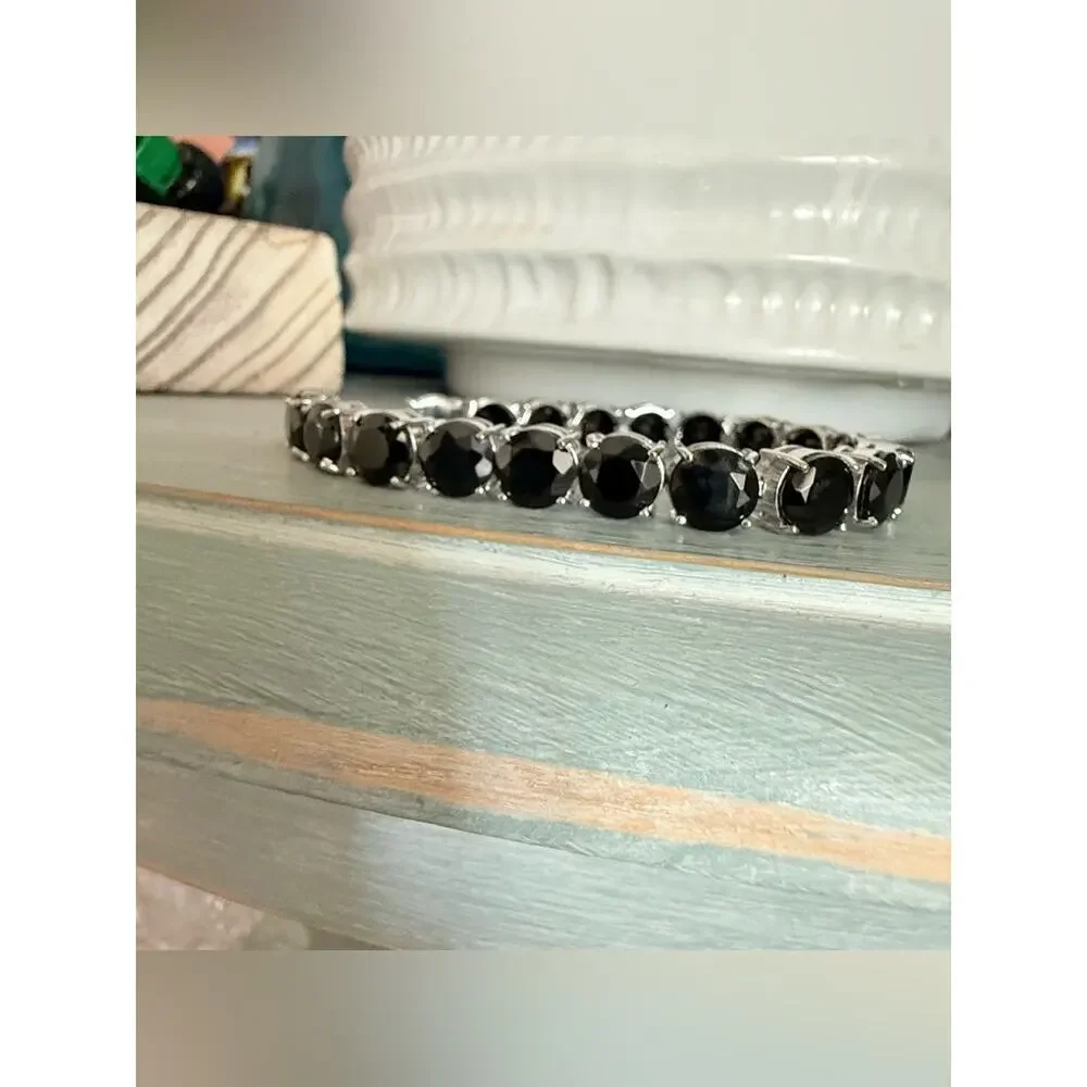 925 Sterling Silver Black Spinal Tennis Bracelet